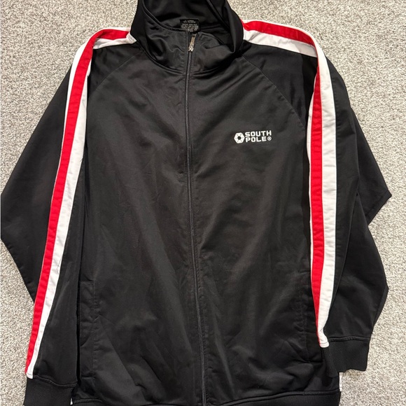 Vintage Y2K Southpole‎ Mens XL Track Jacket Black/Red Stripes Streetwear Style - Picture 1 of 10